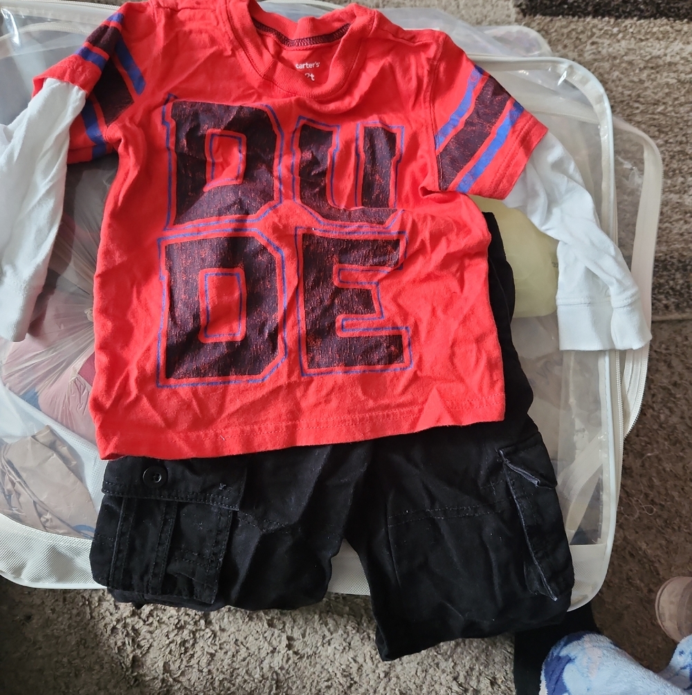 Carter's Red and Black 'DUDE' Two-Piece Outfit